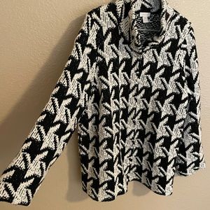 Chico’s Houndstooth Button Up Sweater Size 3